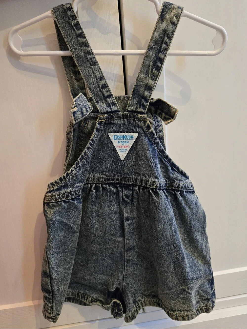 Vintage 1990s OshKosh B'gosh Acid-Wash Denim Shortall Overalls